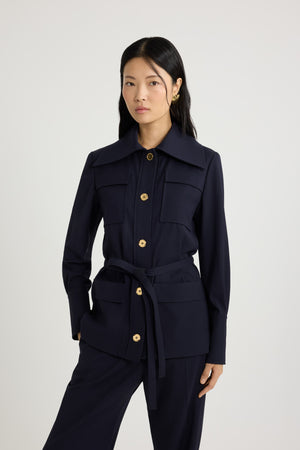 Safari jacket in sustainable technical wool twill