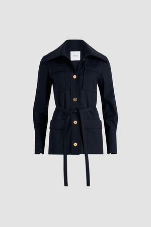 Safari jacket in sustainable technical wool twill