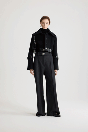 Cropped lock jacket in sustainable wool blend