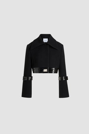 Cropped lock jacket in sustainable wool blend