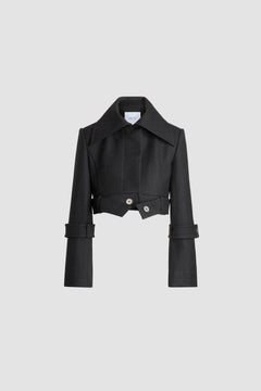 Belted cropped jacket in wool