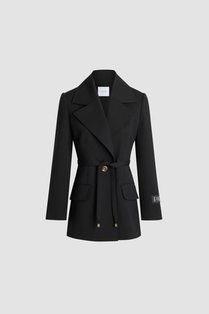 Longline single-breasted jacket in sustainable technical wool