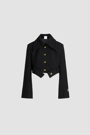 Kurze Jacke mit Gürtel aus nachhaltigem Wollmix-Tweed