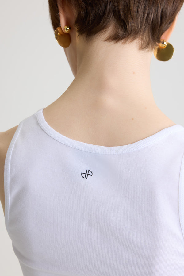 Patou - Patou tank top in organic cotton - White - White fitted tank top in organic cotton. Lettering logo at the front, monogram at the back.Unisex style; men should order one size up.