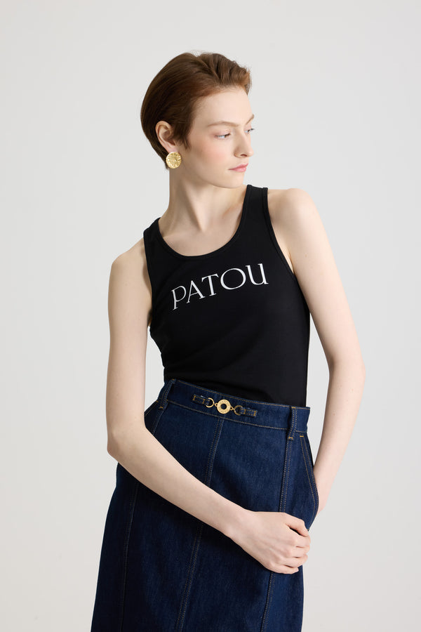 Patou - Patou tank top in organic cotton - Black - Black tank top in organic cotton. Lettering logo at the front, monogram at the back.Unisex style; men should order one size up.