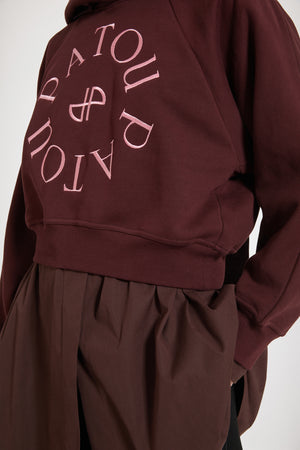 Felpa corta con logo medaglione in cotone bio