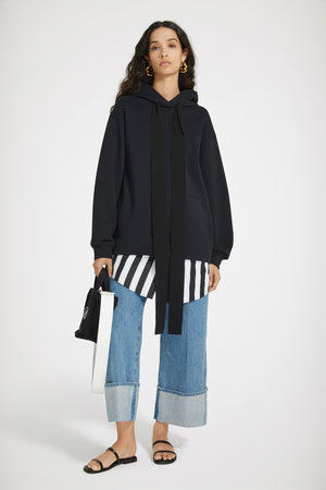 Trompe l'oeil hoodie dress in organic cotton