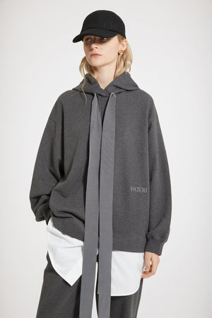 Kapuzenkleid aus Bio-Baumwolle im Trompe-l'Œil-Design