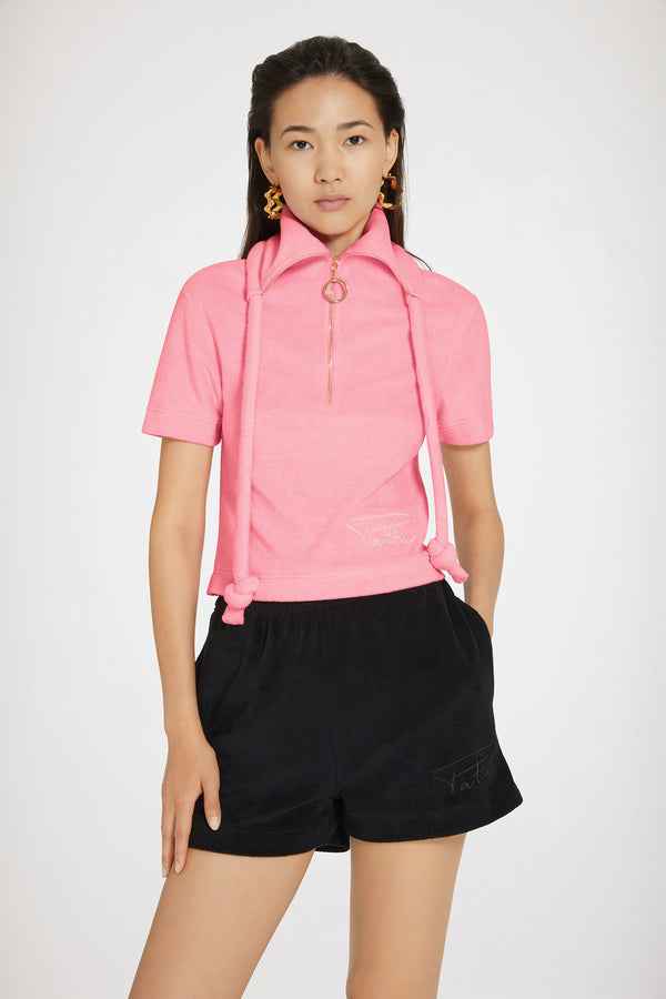 Patou - Half-zip polo shirt in organic cotton terry