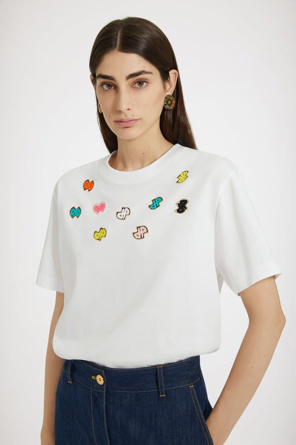 Patou - JP embellished t-shirt in organic cotton