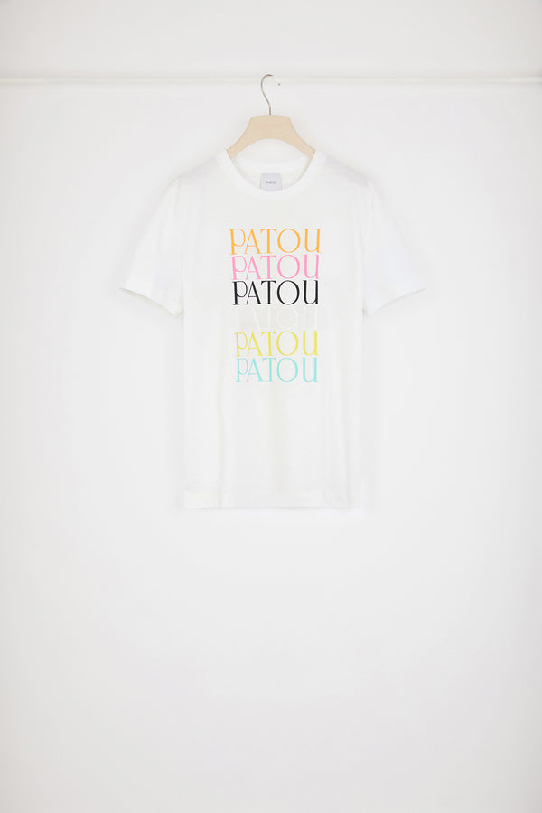 Patou - Patou Patou t-shirt in organic cotton - White - Patou! Patou! Patou!White organic cotton t-shirt. Regular fit. Crewneck. Multiple Patou logos printed at the front.