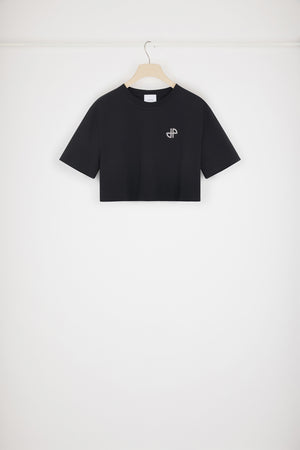 オーガニックコットン ディテール パトゥ クロップドTシャツ