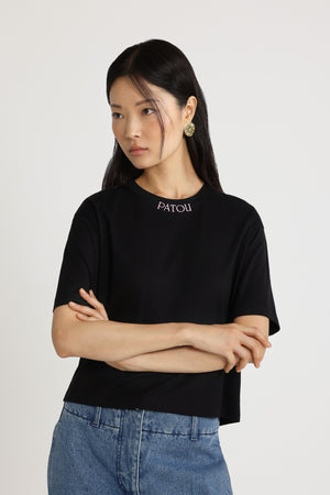 Maglietta con logo Patou ricamato in cotone bio