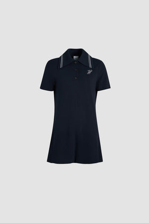 JP monogram embroidery mini polo dress in piqué organic cotton