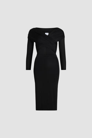 Vestito incrociato in jersey stretch