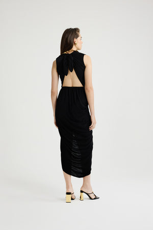 Vestito con schiena scoperta in jersey stretch