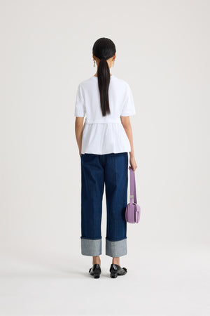 オーガニックコットン＆ファイユ フリルヘムTシャツ