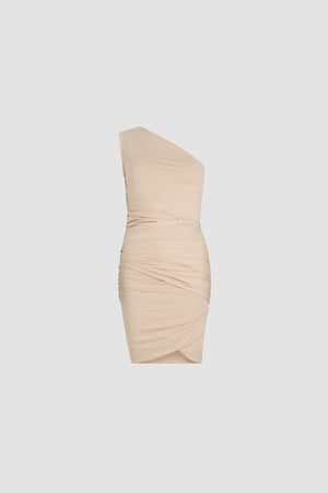 Vestito monospalla in cotone bio stretch