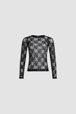 Second skin top in lace jersey