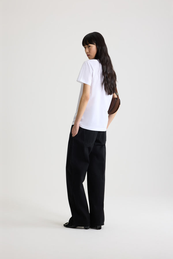 Patou - Patou logo embroidered t-shirt in organic cotton - White - White organic cotton t-shirt. Regular fit. Crewneck with embroidered Patou logo.