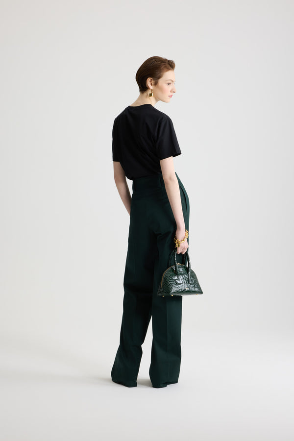 Patou - Patou logo embroidered t-shirt in organic cotton - Black - Black organic cotton t-shirt. Regular fit. Crewneck with embroidered Patou logo.