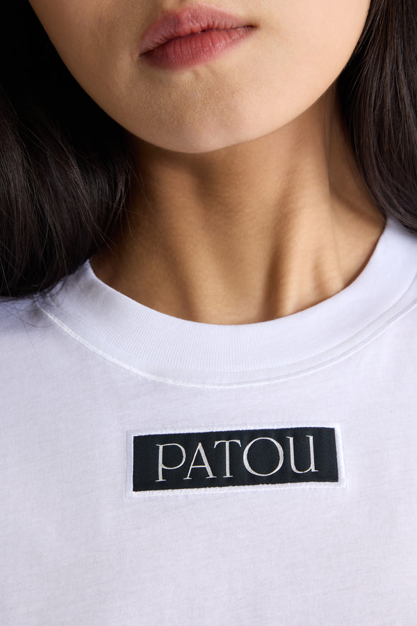 Patou - Patou logo label t-shirt in organic cotton - White - White organic cotton t-shirt. Regular fit. Crewneck. Patou logo label sewn at the front.