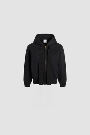 Patou logo and JP monogram zip-up hoodie in organic cotton fleece