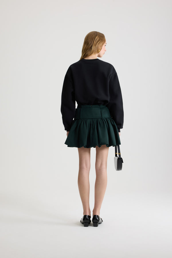 Patou - Felpa con logo Patou e monogramma JP in pile di cotone bio vinile - Black - Felpa in pile di cotone bio nero. Girocollo. Collo, polsini e fondo a costine. Monogramma JP e logo Patou vinile tono su tono sul davanti.