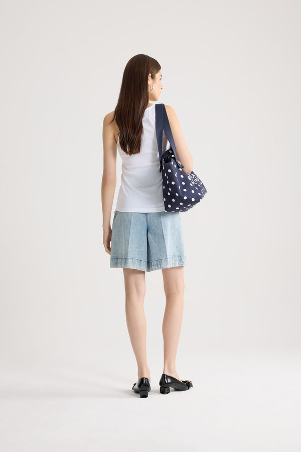 Patou - Organic cotton embroidered tank top - White - White embroidered tank top. Ribbed knit. Navy blue embroidered Patou logo on the front.