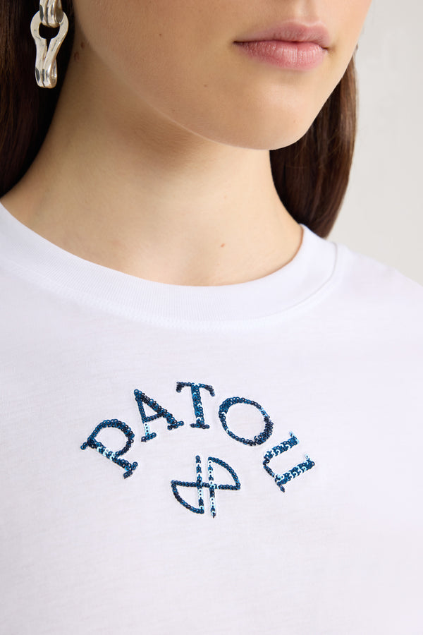 Patou - Polo-T-Shirt aus Bio-Baumwolle - White - Weißes Polo-T-Shirt. Kurze Ärmel. Marineblau gesticktes Patou-Logo auf der Vorderseite.