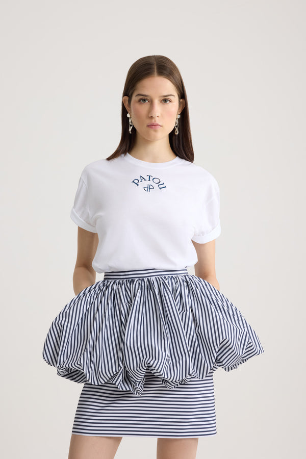 Patou - Polo-T-Shirt aus Bio-Baumwolle - White - Weißes Polo-T-Shirt. Kurze Ärmel. Marineblau gesticktes Patou-Logo auf der Vorderseite.