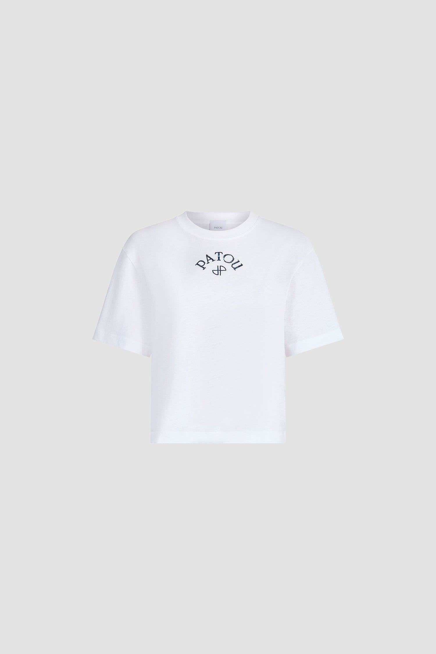 Patou - Organic cotton polo T-shirt - White - White polo T-shirt. Short sleeves. Navy blue embroidered Patou logo on the front.