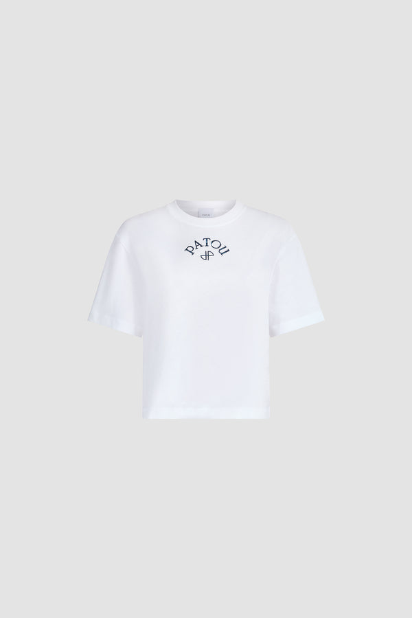 Patou - Polo-T-Shirt aus Bio-Baumwolle - White - Weißes Polo-T-Shirt. Kurze Ärmel. Marineblau gesticktes Patou-Logo auf der Vorderseite.
