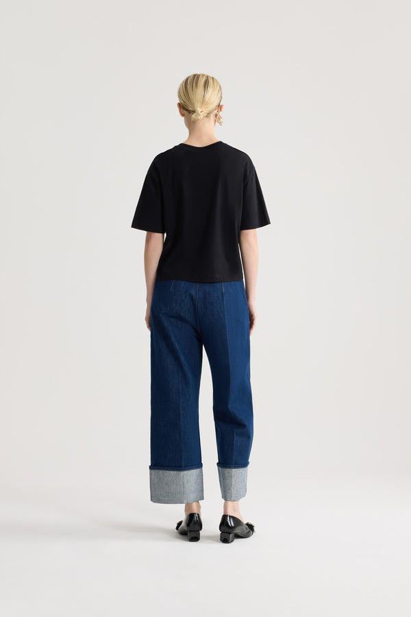 Patou - Polo-T-Shirt aus Bio-Baumwolle - Black - Schwarzes Polo-T-Shirt. Kurze Ärmel. Weiß gesticktes Patou-Logo auf der Vorderseite.