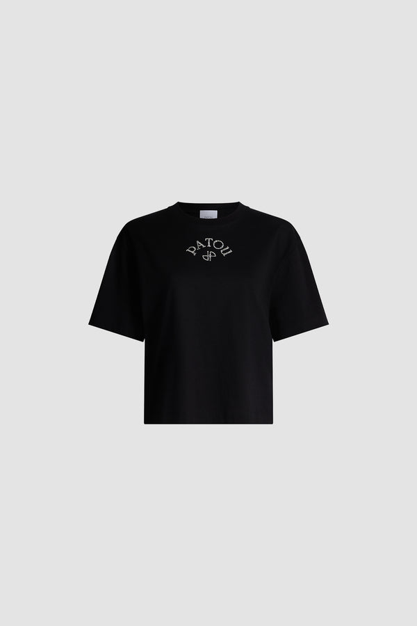 Patou - Polo-T-Shirt aus Bio-Baumwolle - Black - Schwarzes Polo-T-Shirt. Kurze Ärmel. Weiß gesticktes Patou-Logo auf der Vorderseite.