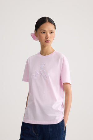Popeline-T-Shirt mit Patou JP-Stickerei aus Bio-Baumwolle