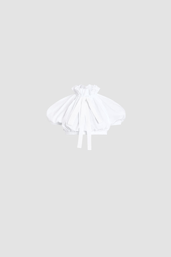 Patou - Kurzes voluminöses Top aus Bio-Baumwolle - White - Kurzes voluminöses weißes Top. Elastischer Ausschnitt mit Kordelzügen. Kurze Ärmel.