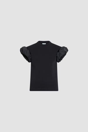 Organic cotton T-shirt with faille sleeve details
