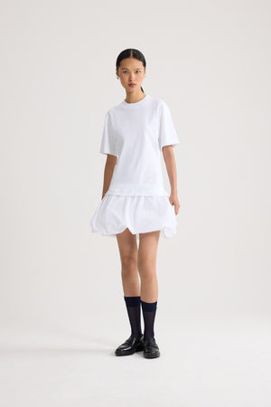 Robe en coton bio, avec détails bouffants en faille type bloomer