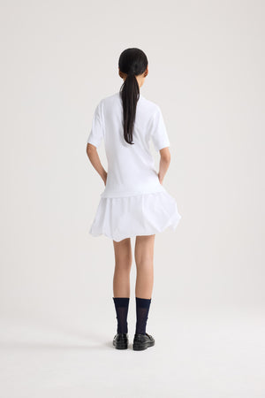 Robe en coton bio, avec détails bouffants en faille type bloomer
