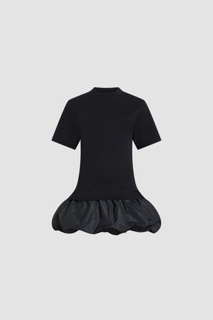 Robe en coton bio, avec détails bouffants en faille type bloomer