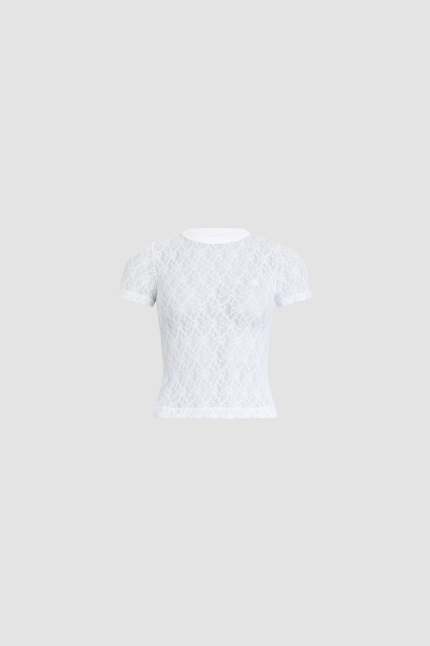 Patou - ポリアミド レース Tシャツ - White - ホワイトカラーのTシャツ。ポリアミド素材。半袖。ラウンドカラー。
