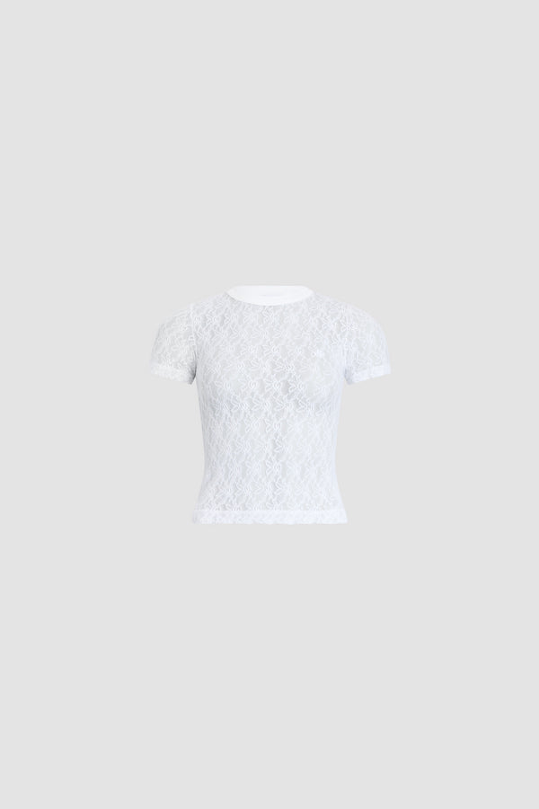 Patou - T-Shirt in Pizzo Poliammide - White - T-shirt bianco. Materiale in poliammide. Maniche corte. Collo rotondo.