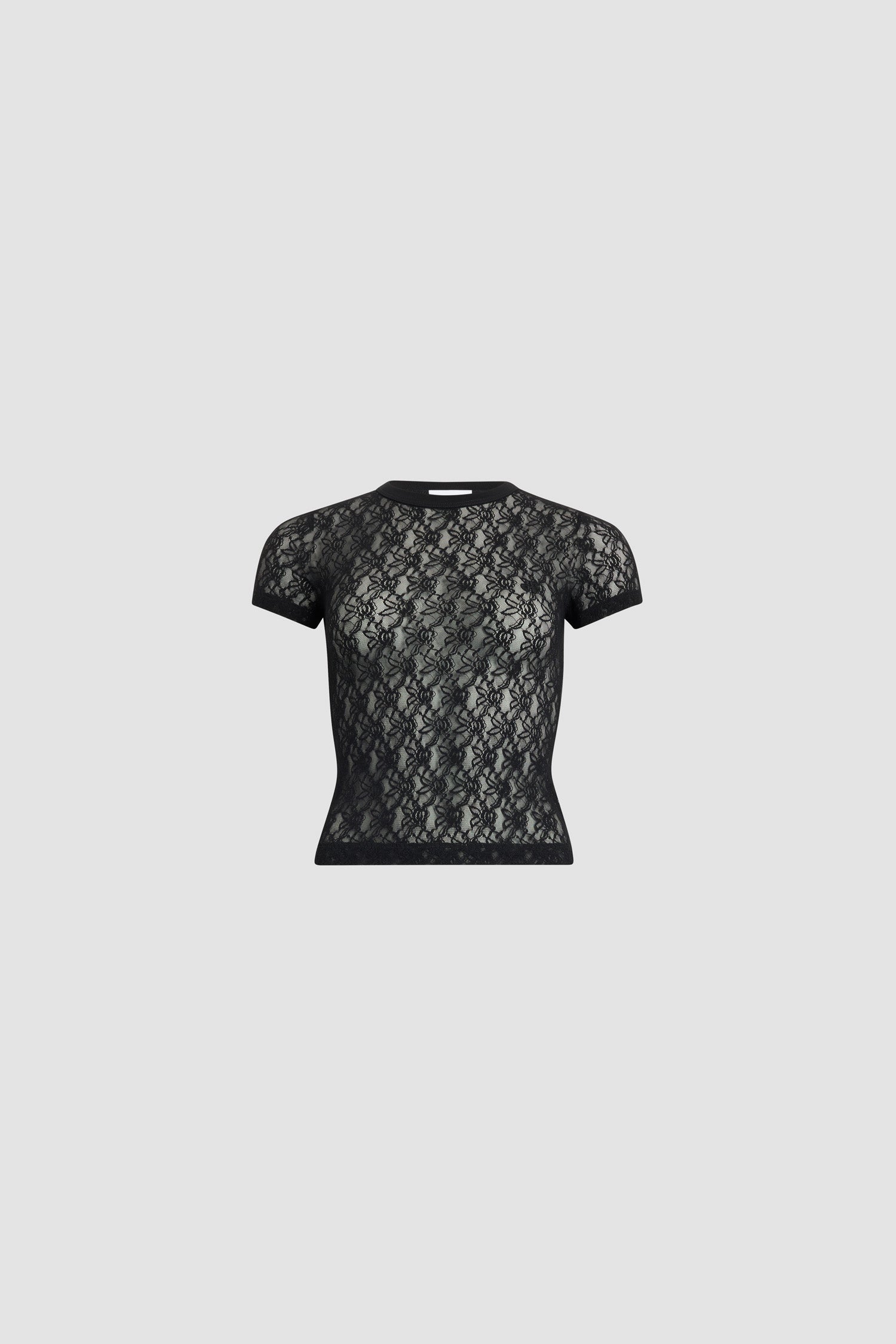 Patou - ポリアミド レース Tシャツ - Black - ブラックカラーのTシャツ。ポリアミド素材。半袖。ラウンドカラー。