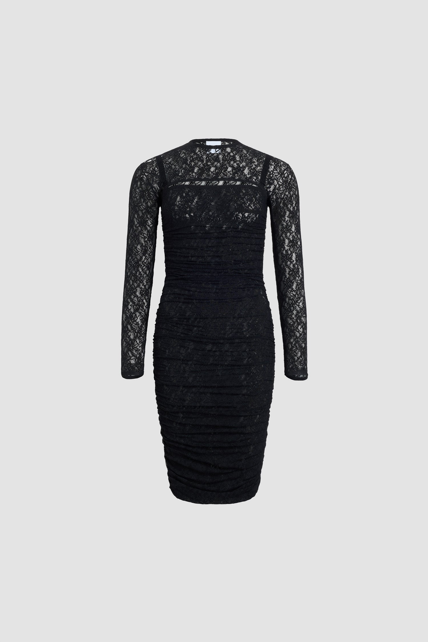 Patou - Polyamide lace twinset mini dress with detachable top - Black - Black lace twinset mini dress with detachable top. Long sleeves. Sheath silhouette.