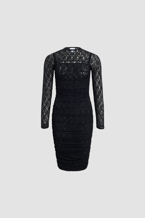Polyamide lace twinset mini dress with detachable top