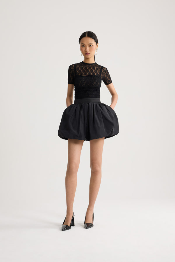 Patou - Polyamide lace detachable twinset top - Black - Black lace detachable twinset top. Short sleeves.