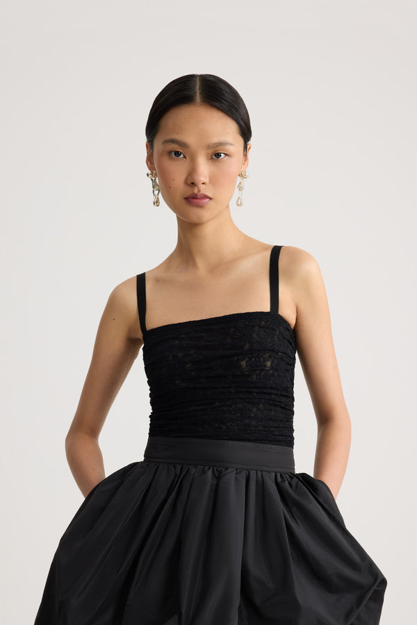 Patou - Polyamide lace detachable twinset top - Black - Black lace detachable twinset top. Short sleeves.