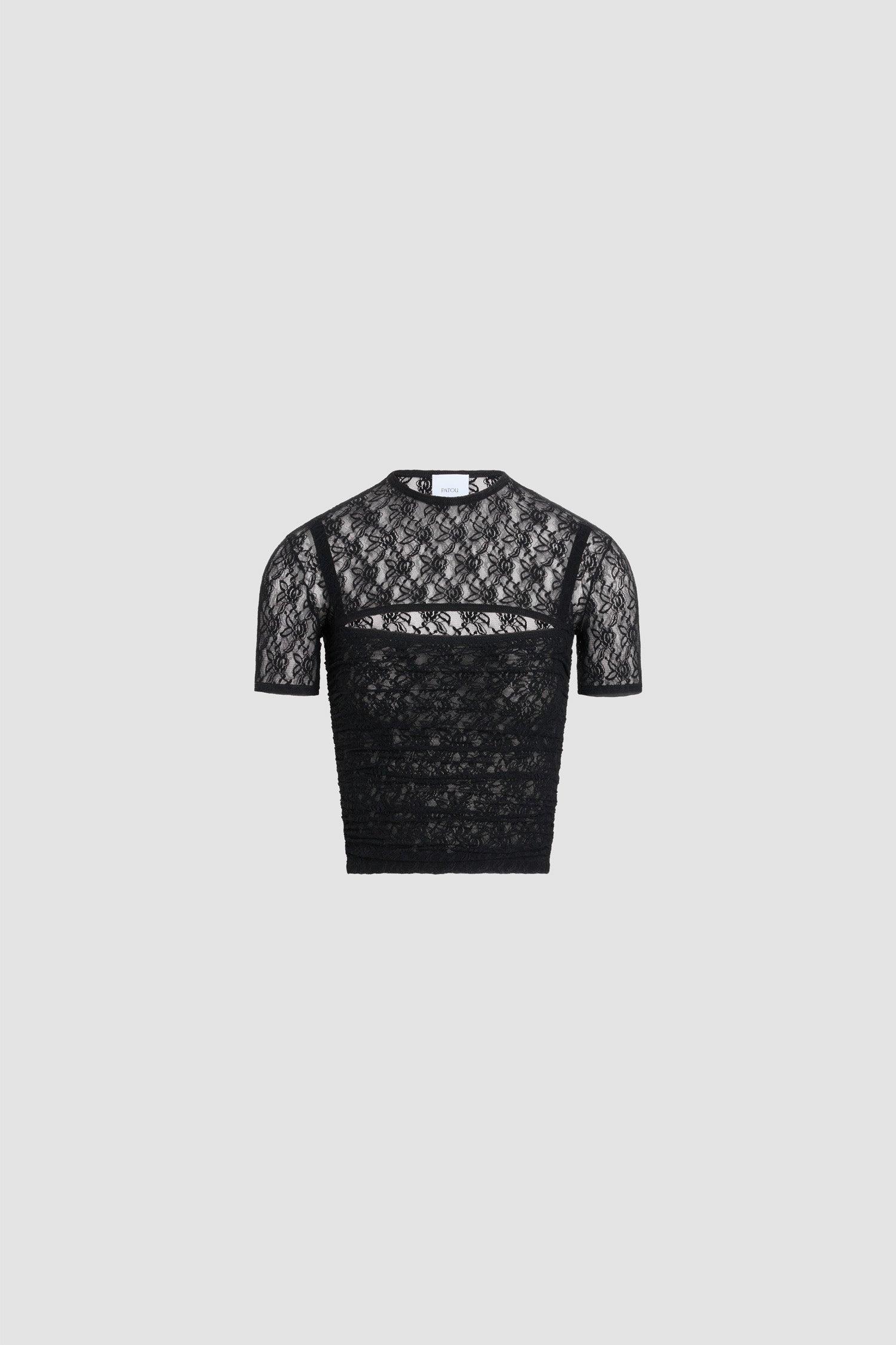 Patou - Polyamide lace detachable twinset top - Black - Black lace detachable twinset top. Short sleeves.
