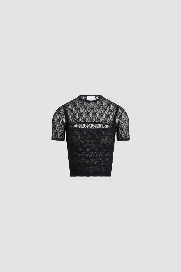 Patou - Polyamide lace detachable twinset top - Black - Black lace detachable twinset top. Short sleeves.